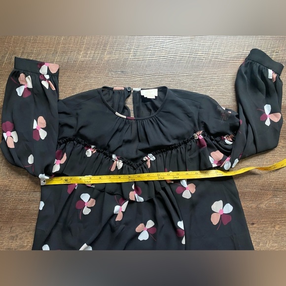 KATE SPADE Black Floral ruffle blouse NWOT preppy cute chic spring chiffon sz S - Picture 11 of 14